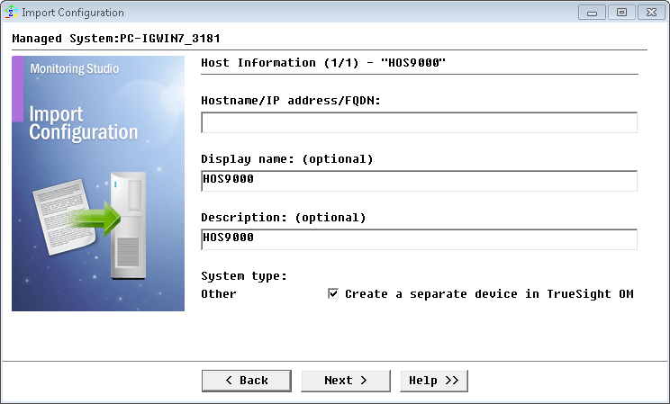 Specifying the hostname or IP address of the Huawei OceanStor 9000 storage device to be monitored